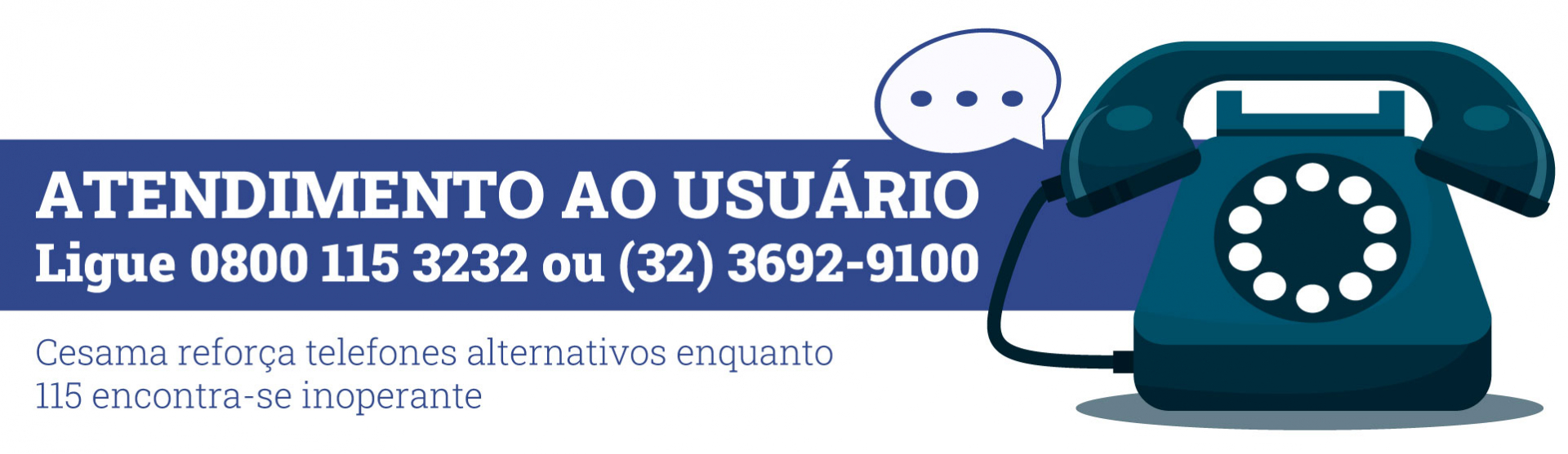 Cesama reforça número 0800 115 3232 enquanto 115 encontra-se inoperante