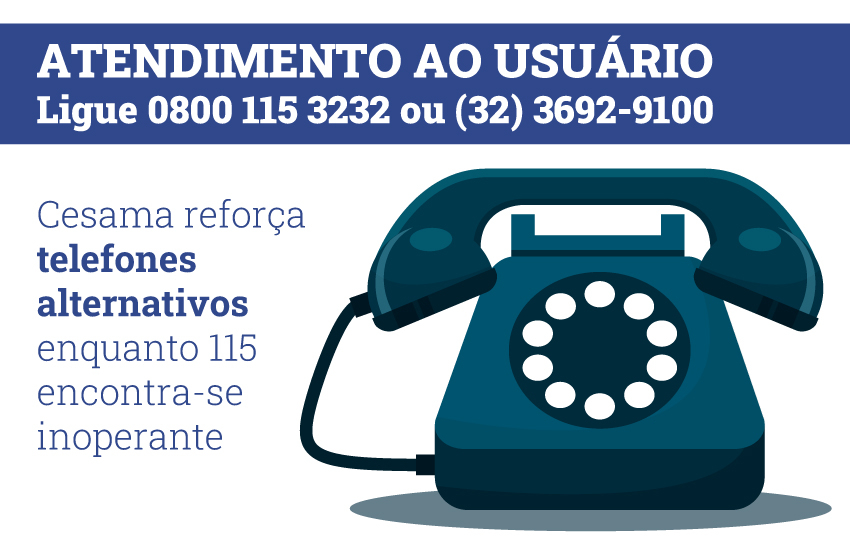 Cesama reforça número 0800 115 3232 enquanto 115 encontra-se inoperante