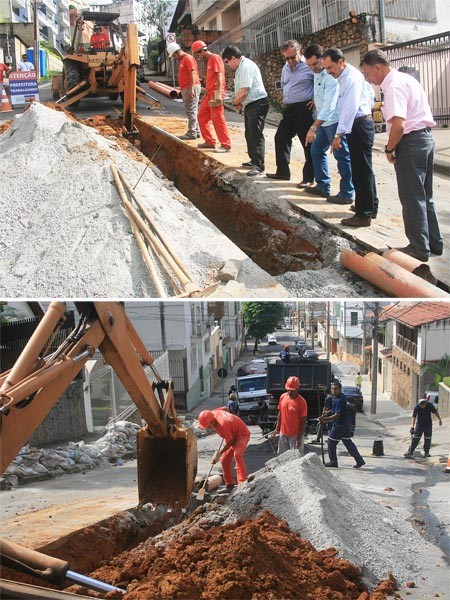 Prefeito acompanha obras de substituição de redes de esgoto nos bairros São Mateus e Cascatinha