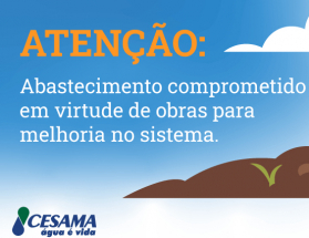 Cesama realiza manutenção em registro e parte da Região Sudeste tem abastecimento comprometido nesta quinta, 6