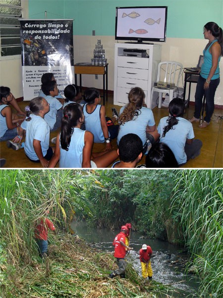 Cesama realiza ação de conscientização ambiental no Bairro Bandeirantes e atua no Córrego Tapera