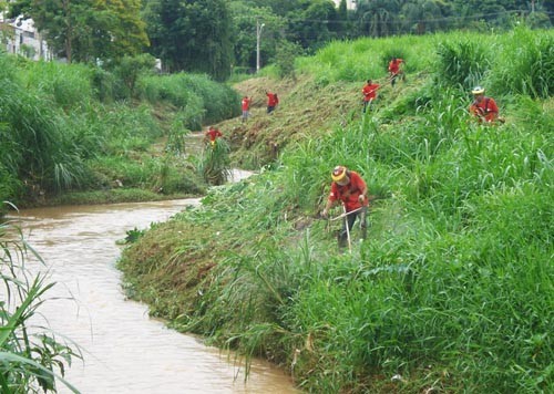 Trabalho contínuo - Córregos dos Ingleses e Ribeirão das Rosas recebem serviços de limpeza da Cesama